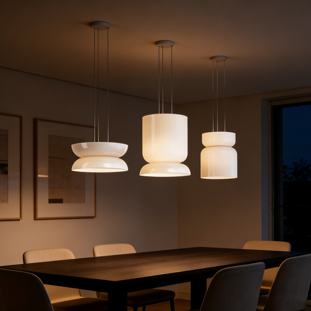 Modern Minimalist Oval White Glass Luxury Warm White Adjustable Height  LED Dimmable Pendant Light for Restaurant Bedroom