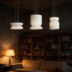 Modern Minimalist Oval White Glass Luxury Warm White Adjustable Height  LED Dimmable Pendant Light for Restaurant Bedroom