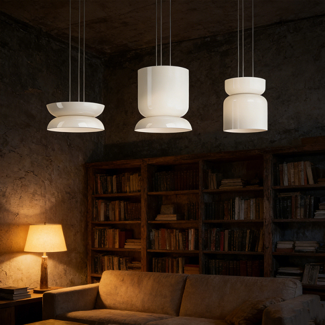 Modern Minimalist Oval White Glass Luxury Warm White Adjustable Height  LED Dimmable Pendant Light for Restaurant Bedroom