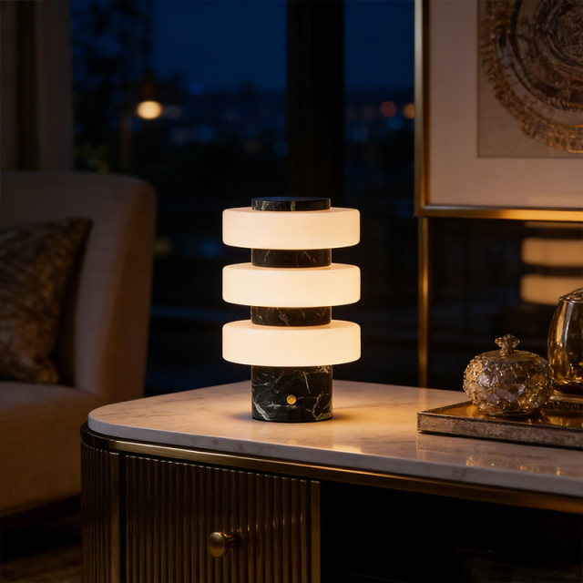 Nordic Postmodern Natural Stone Marble Decoration Green Marble Table Desk Lamp With White Glass Shades