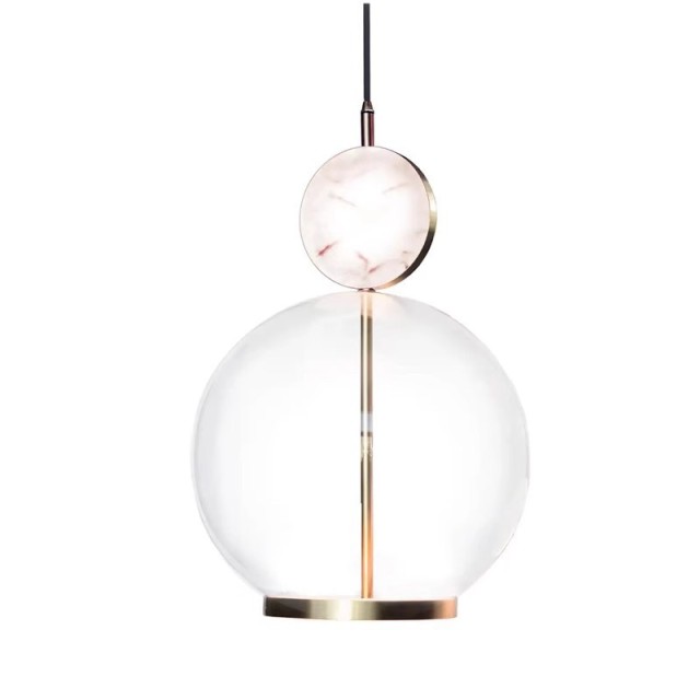 Modern Raw Brass Base Clear Glass Ball Pendant Light for Island Bedroom Kitchen Restaurant Home Hotel LED Pendant Light