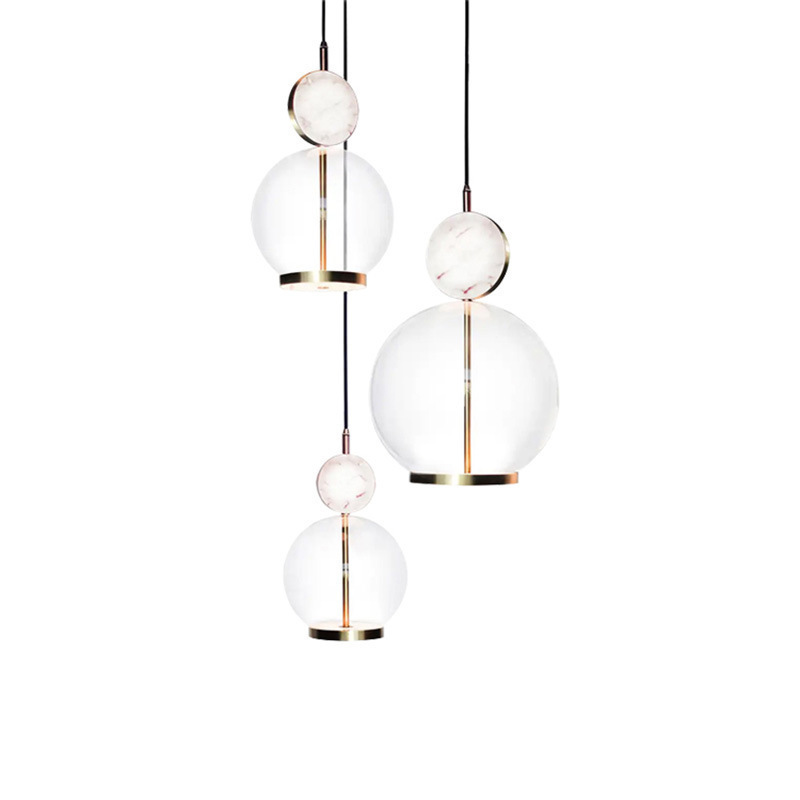 Modern Raw Brass Base Clear Glass Ball Pendant Light for Island Bedroom Kitchen Restaurant Home Hotel LED Pendant Light