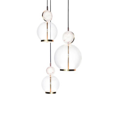Modern Raw Brass Base Clear Glass Ball Pendant Light for Island Bedroom Kitchen Restaurant Home Hotel LED Pendant Light