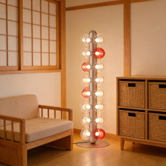 Luxury Modern E27 Base LED Floor Lamp Blown Glass Ball Lampshade Hotel Home Decor Aluminium Floor Lamp