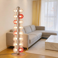 Luxury Modern E27 Base LED Floor Lamp Blown Glass Ball Lampshade Hotel Home Decor Aluminium Floor Lamp