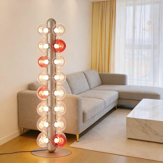 Luxury Modern E27 Base LED Floor Lamp Blown Glass Ball Lampshade Hotel Home Decor Aluminium Floor Lamp