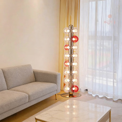 Luxury Modern E27 Base LED Floor Lamp Blown Glass Ball Lampshade Hotel Home Decor Aluminium Floor Lamp