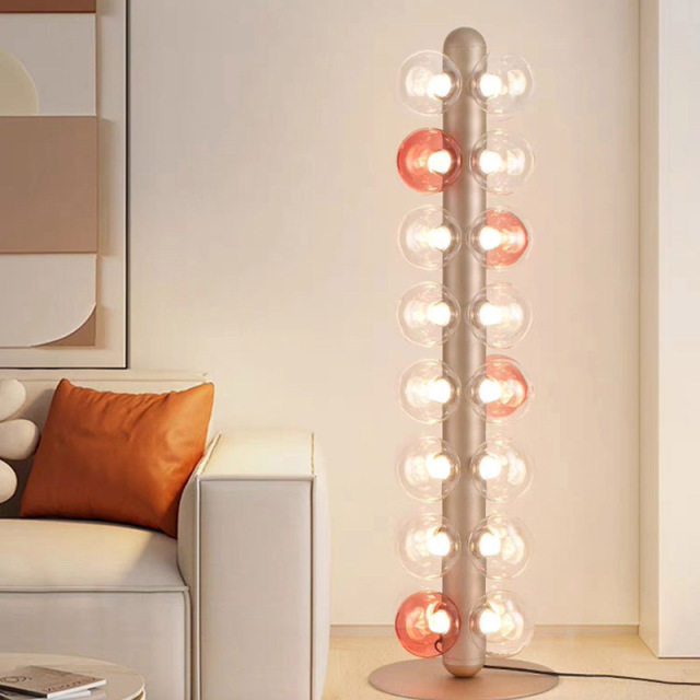 Luxury Modern E27 Base LED Floor Lamp Blown Glass Ball Lampshade Hotel Home Decor Aluminium Floor Lamp