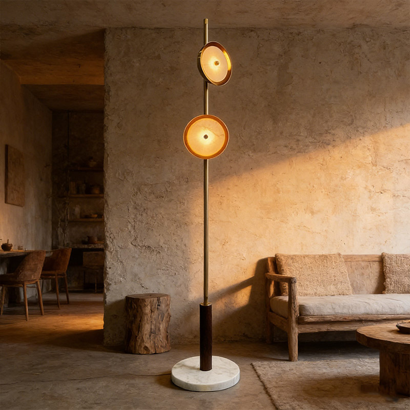 Luxury Artistic Floor Lamp Modern Black Metal Standing Floor Lamp with Golden Shades for Hotel Living Room