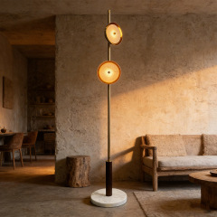 Luxury Artistic Floor Lamp Modern Black Metal Standing Floor Lamp with Golden Shades for Hotel Living Room