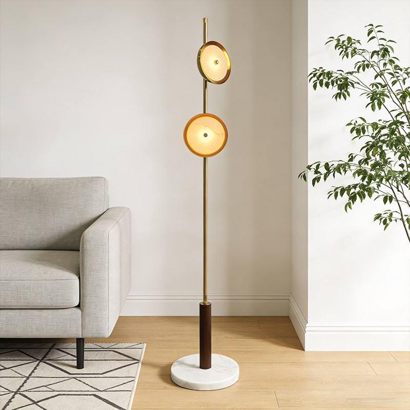 Luxury Artistic Floor Lamp Modern Black Metal Standing Floor Lamp with Golden Shades for Hotel Living Room