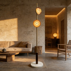 Luxury Artistic Floor Lamp Modern Black Metal Standing Floor Lamp with Golden Shades for Hotel Living Room