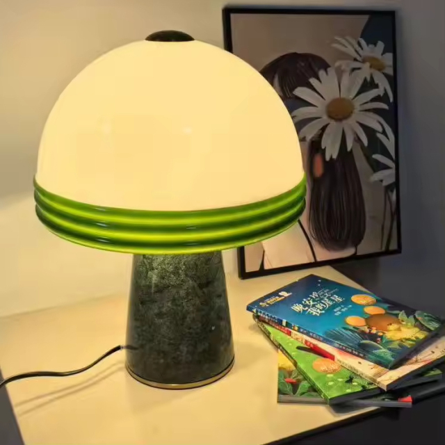 New Modern Scandinavian Marble Table Lamp Creative Simple Bedroom Bedside Glass LED Mushroom Table Lamps