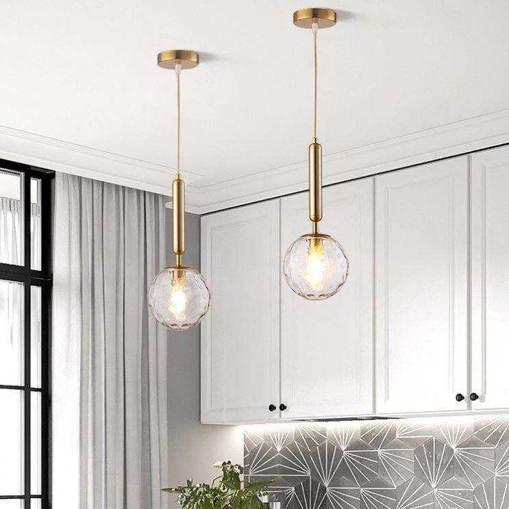 Nordic Stair Bedroom Hanging Small Sizes Glass Ball Design Modern LED Light Round Pendant Lamp