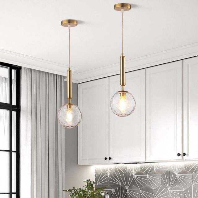 Nordic Stair Bedroom Hanging Small Sizes Glass Ball Design Modern LED Light Round Pendant Lamp