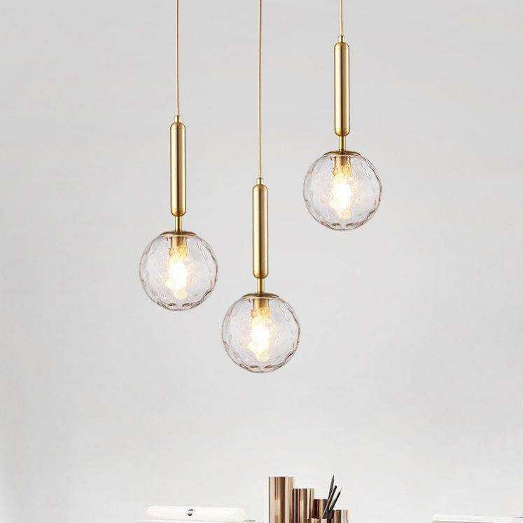 Nordic Stair Bedroom Hanging Small Sizes Glass Ball Design Modern LED Light Round Pendant Lamp