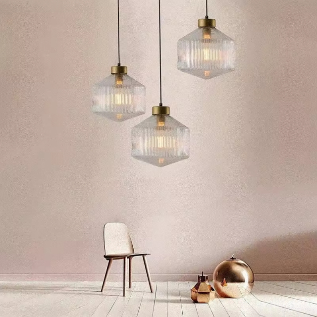 Nordic Glass chandelier high ceiling Modern Simple Bedroom Study Light Luxury Creative Bar Cafe Restaurant Glass Lamps