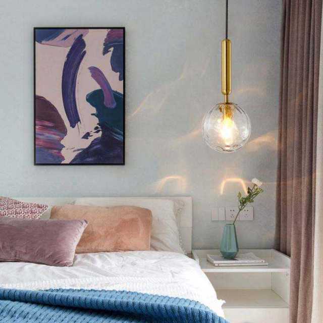 Nordic Stair Bedroom Hanging Small Sizes Glass Ball Design Modern LED Light Round Pendant Lamp