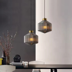 Nordic Glass chandelier high ceiling Modern Simple Bedroom Study Light Luxury Creative Bar Cafe Restaurant Glass Lamps