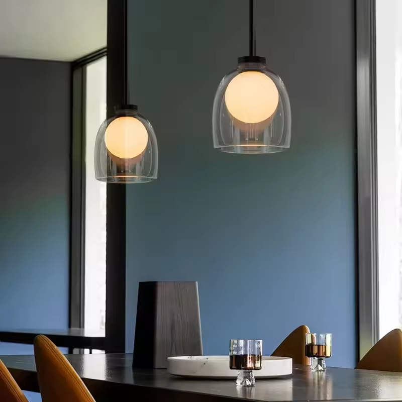 Modern Nordic Luxury LED Pendant Light Glass Hanging Chandelier for Restaurant Living Room Ceiling Modern Living Room Decor