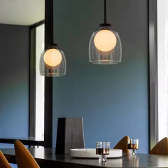 Modern Nordic Luxury LED Pendant Light Glass Hanging Chandelier for Restaurant Living Room Ceiling Modern Living Room Decor