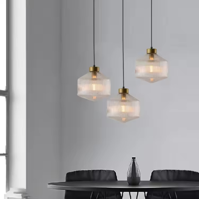 Nordic Glass chandelier high ceiling Modern Simple Bedroom Study Light Luxury Creative Bar Cafe Restaurant Glass Lamps