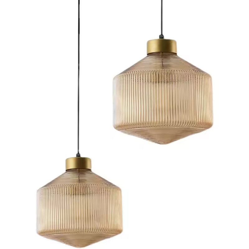 Nordic Glass chandelier high ceiling Modern Simple Bedroom Study Light Luxury Creative Bar Cafe Restaurant Glass Lamps