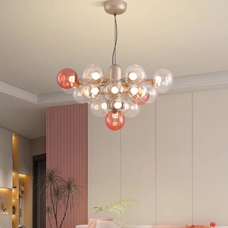 Nordic Round Bubble Chandelier Clear Glass Ball Living Room Decoration Room Home Pendant Light