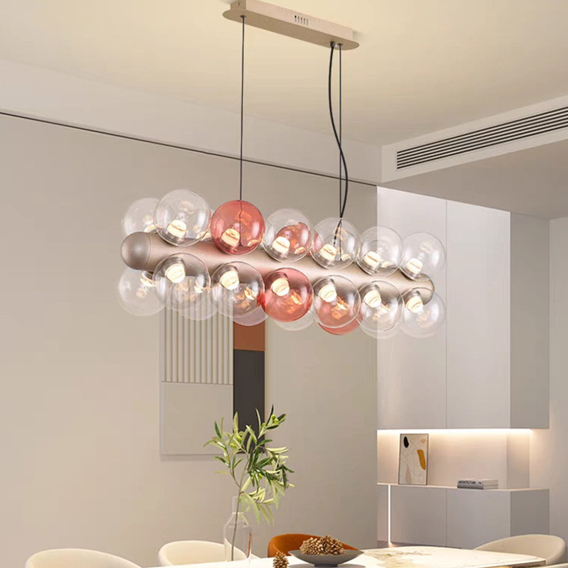 Nordic Round Bubble Chandelier Clear Glass Ball Living Room Decoration Room Home Pendant Light