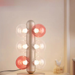 Contemporary Modern Glass Gold Table Metal Lamps Simple Glass Lighting with Golden Steel Electric Power Supply