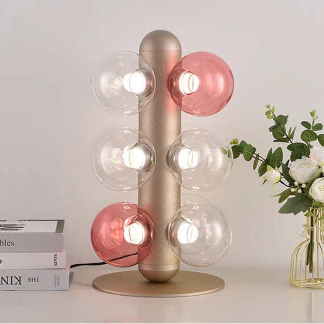 Contemporary Modern Glass Gold Table Metal Lamps Simple Glass Lighting with Golden Steel Electric Power Supply