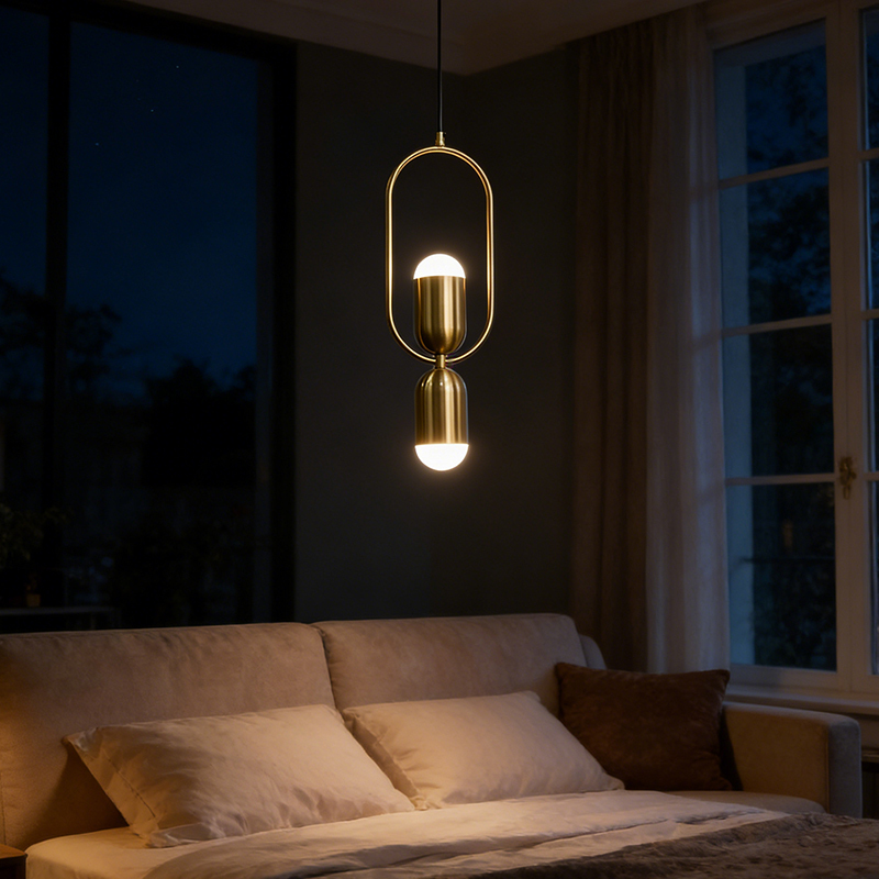 Modern Design Multi-head Living Room Decorative Chandelier Creative Exquisite Bedroom Bedside Acrylic Gold Metal Pendant Light