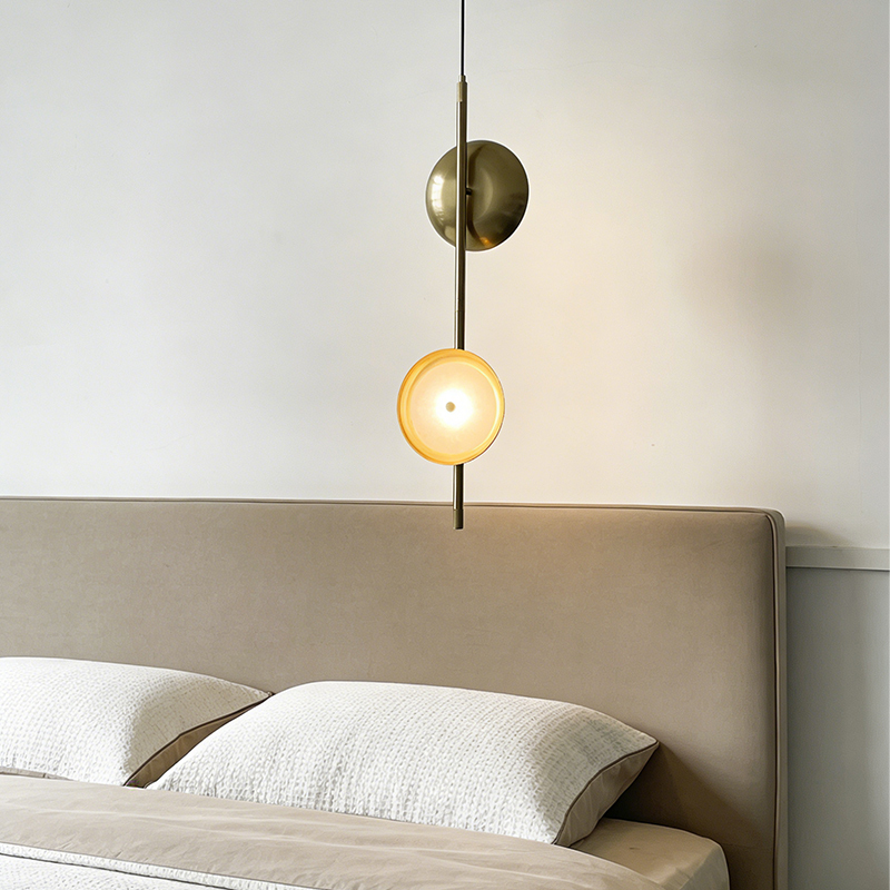 Nordic Minimalist Postmodern Living Room Bedroom Decor Light Luxury Creative Bedside Gold Pendant Lamp