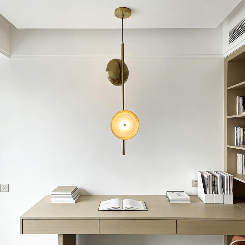 Nordic Minimalist Postmodern Living Room Bedroom Decor Light Luxury Creative Bedside Gold Pendant Lamp