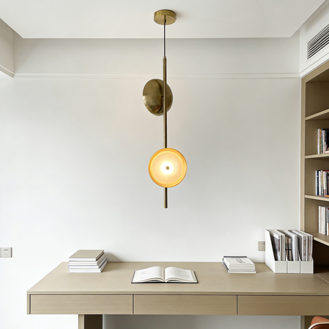 Nordic Minimalist Postmodern Living Room Bedroom Decor Light Luxury Creative Bedside Gold Pendant Lamp