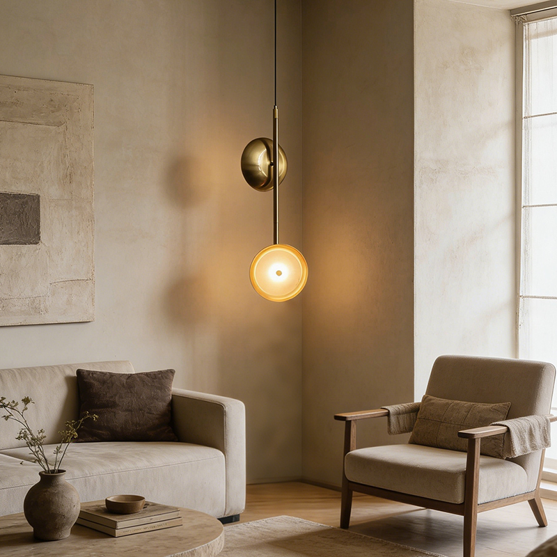 Nordic Minimalist Postmodern Living Room Bedroom Decor Light Luxury Creative Bedside Gold Pendant Lamp