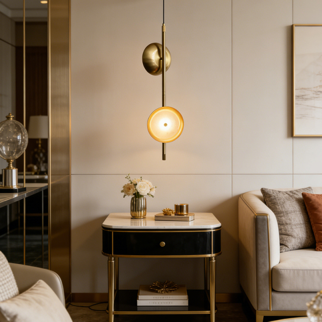 Nordic Minimalist Postmodern Living Room Bedroom Decor Light Luxury Creative Bedside Gold Pendant Lamp