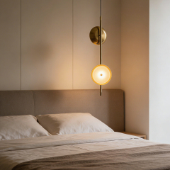 Nordic Minimalist Postmodern Living Room Bedroom Decor Light Luxury Creative Bedside Gold Pendant Lamp