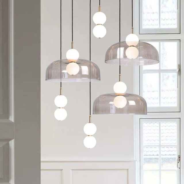 Nordic Creative Minimalist Bar Dining Room Hanging Lamp Lighting LED Decorative Living Room Chandeliers Glass Pendant Light