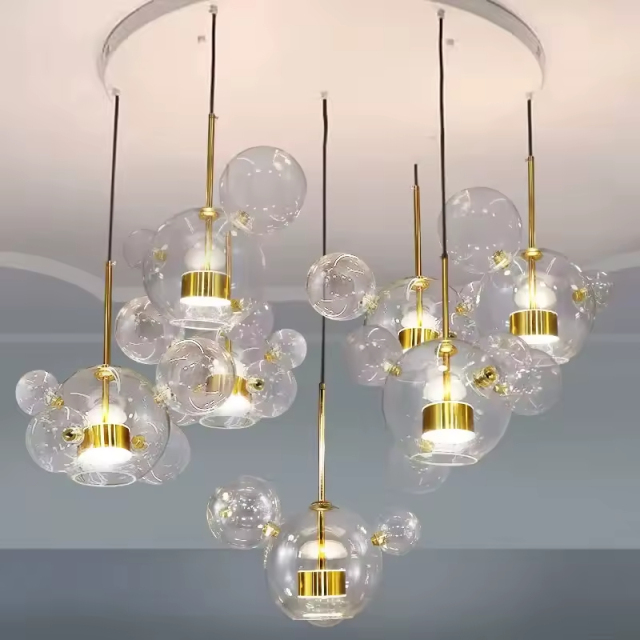 Modern Light Fixture Pendant Light Restaurant Creative Personalized Soap Bubble Ball Glass Bulbs for Dinning Living Room