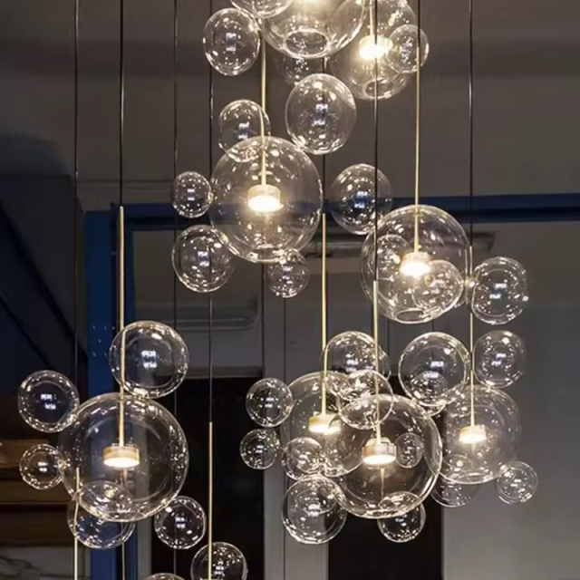Modern Light Fixture Pendant Light Restaurant Creative Personalized Soap Bubble Ball Glass Bulbs for Dinning Living Room