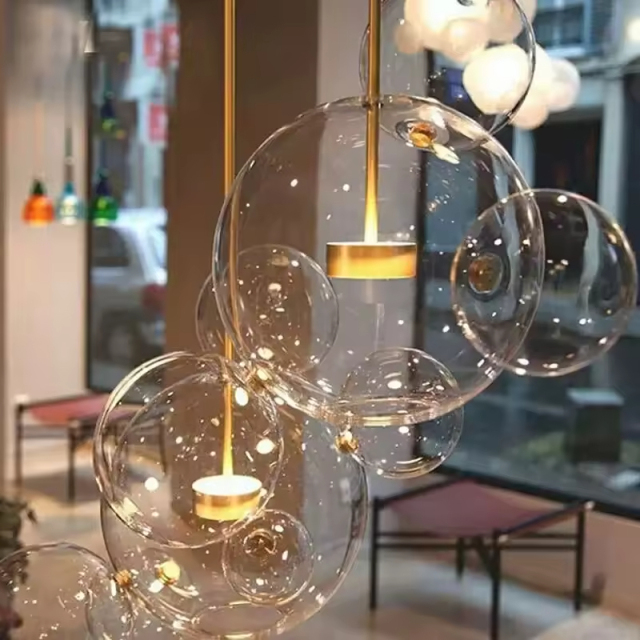 Modern Light Fixture Pendant Light Restaurant Creative Personalized Soap Bubble Ball Glass Bulbs for Dinning Living Room