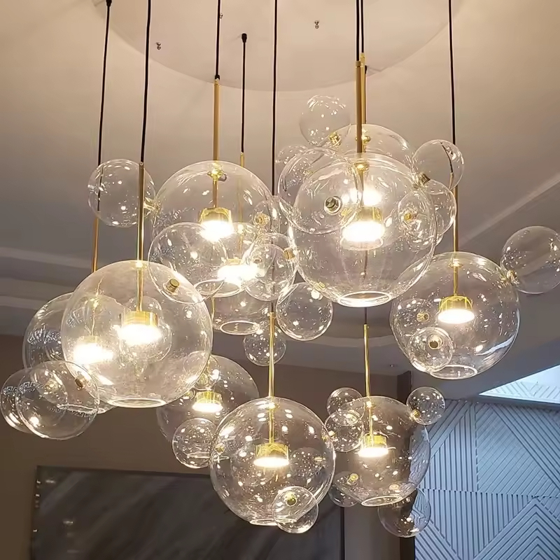 Modern Light Fixture Pendant Light Restaurant Creative Personalized Soap Bubble Ball Glass Bulbs for Dinning Living Room