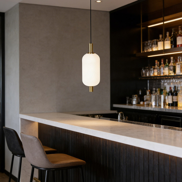 Modern White Glass LED Single Pendant Light Hanging Lamp for Dinning Room Restaurant Bar Luminaire