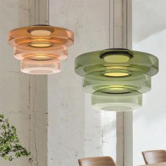 Nordic Modern Simple Luxury Light Long Adjustable Height Dimmable Dining Ring Glass Shade LED Chandelier Hanging Lamp Pendant