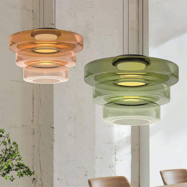 Nordic Modern Simple Luxury Light Long Adjustable Height Dimmable Dining Ring Glass Shade LED Chandelier Hanging Lamp Pendant