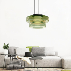 Nordic Modern Simple Luxury Light Long Adjustable Height Dimmable Dining Ring Glass Shade LED Chandelier Hanging Lamp Pendant