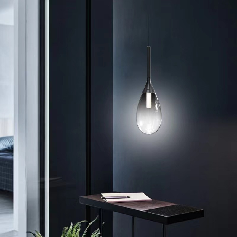 Creative Design Water Droplet Glass Chandelier Personalized Restaurant Bar Bedroom Bedside Small Pendant Light