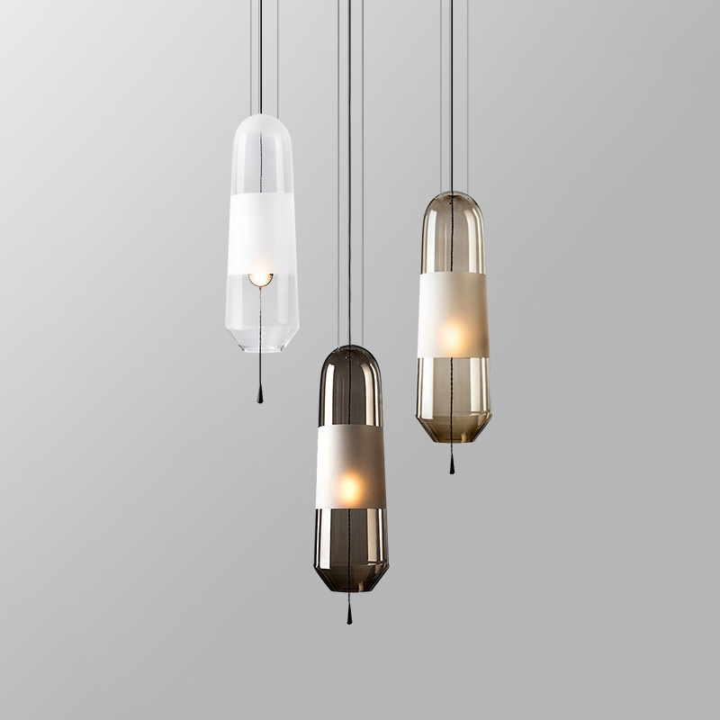 Nordic Creative Restaurant Chandelier Simple Personality Art Bedroom Bedside Villa Room Light Luxury Glass Small Pendant Light