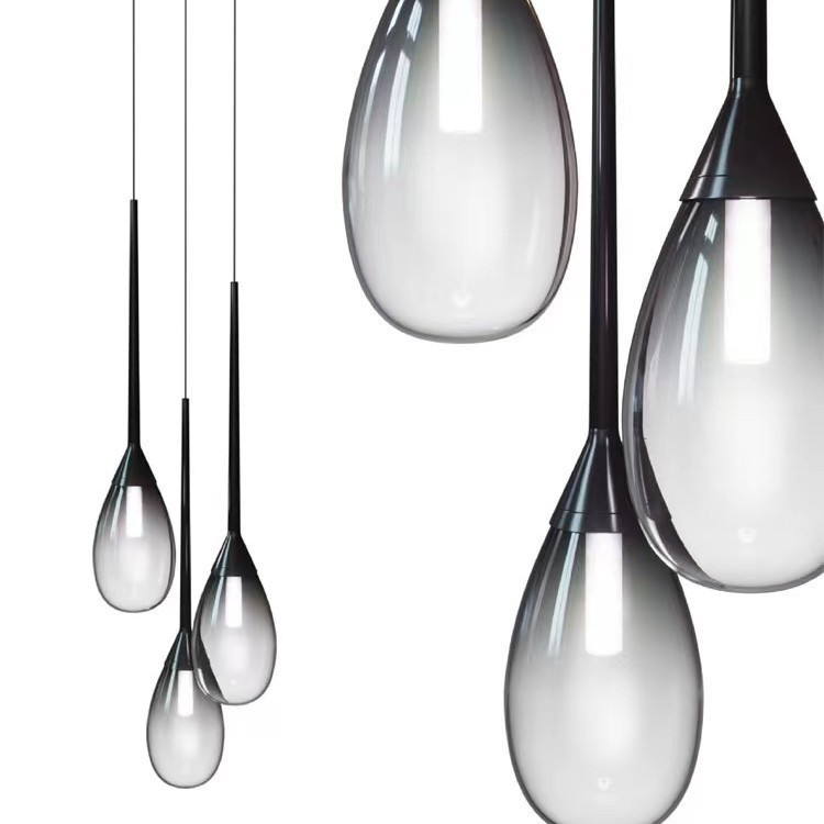 Creative Design Water Droplet Glass Chandelier Personalized Restaurant Bar Bedroom Bedside Small Pendant Light